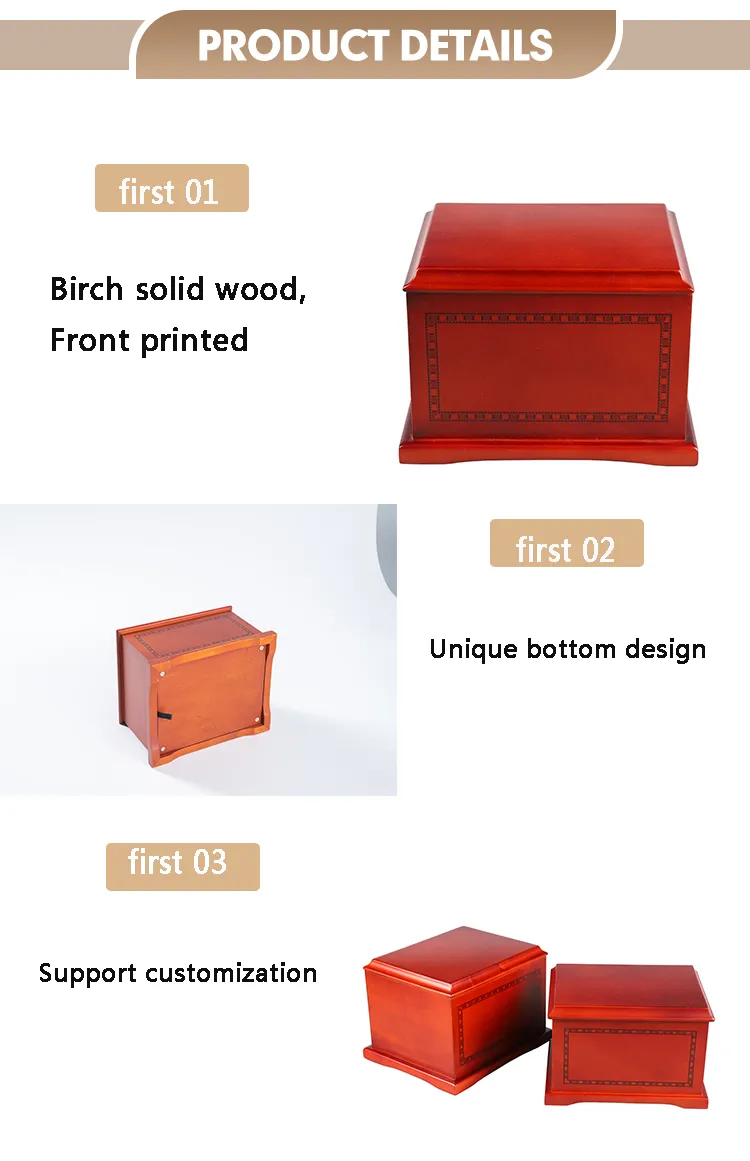 New Design Productos Para Mascotas Funeral Supplies Casket Pet Cremation Packaging Box Dog Urns Wood Cremation Ash Urn Funeral Box