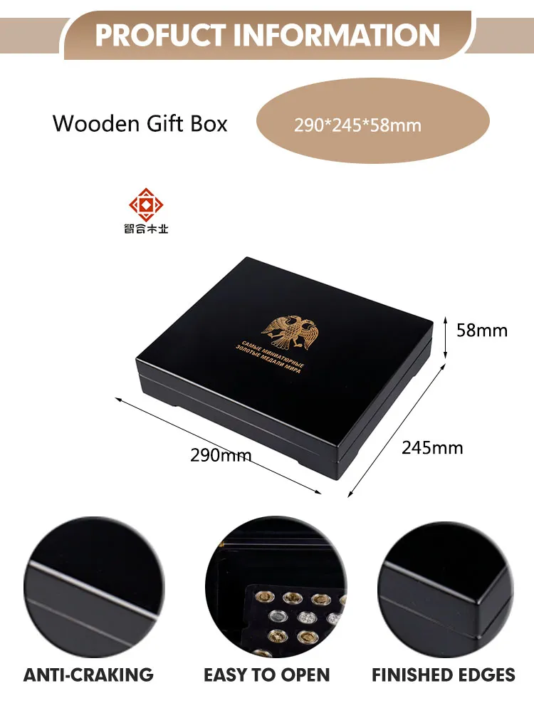 Wholesale Factorary Price Premium Customized Wooden Coin Holder Capsules Display Box Wooden Coin Box for Sale