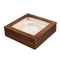 Premium Square Coin Packaging Box with Elegant Walnut Finish