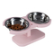 High Quality Pet Products Unique Shape Pink Double Bowl Lovely Style Custom Logo Cat Dog Feeding Stand for Easy to Take Bowl