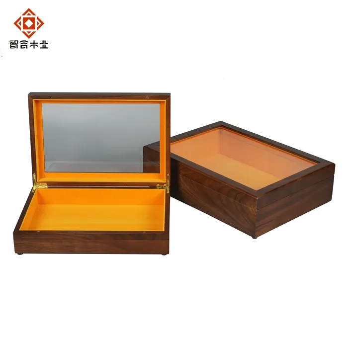 Customizable Walnut Wood Gift Boxes with Acrylic Lid Design