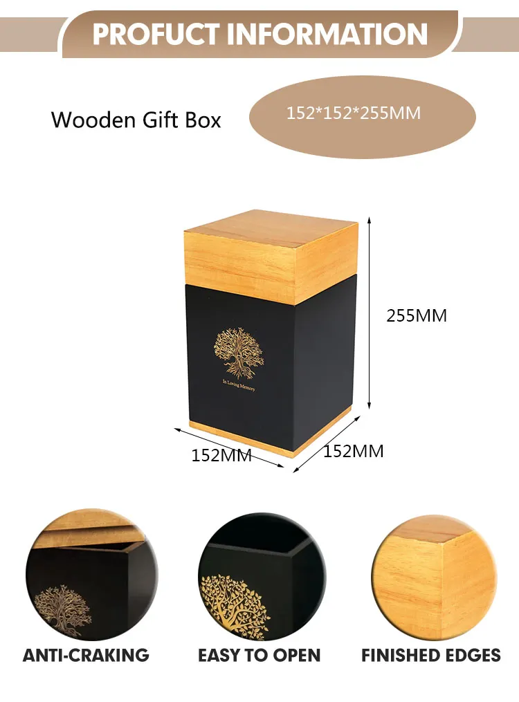 High Quality Custom Logo MDF Urn Box Biodegradable Pet Casket &amp; Urn for Plants Handmade Wooden Pet Memorial Coffin