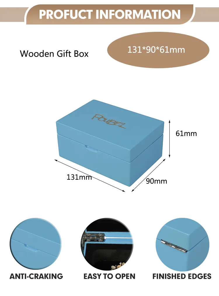 Wholesale Custom Logo Wood Watch Box Blue Packaging Box for Watch Luxury Wooden Custom Watch Box