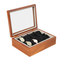 Elegant Walnut Watch Storage Case with Glass Lid for 8 Timepieces