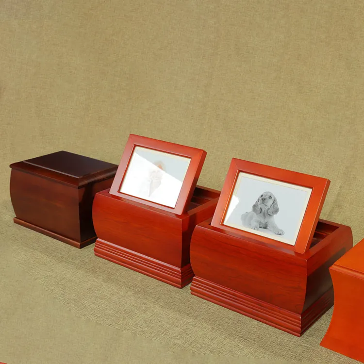 Customized Wholesale Personalized MDF Wood Human Urn Wooden Pet Urns with Photo Frame for Ashes