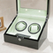 Classic Dual Watch Winder Wooden Box Beech Wood Auto Sensor PU Padding Dual Direction Rotation Quiet Operation Digital Display Watch Storage Case