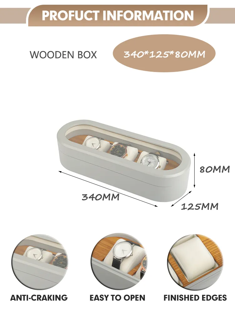Custom Logo Printed High-End Watch Box with UV Coating Portable Gift Cases Titan Watches Men Watch Accessories Parts Watch Box