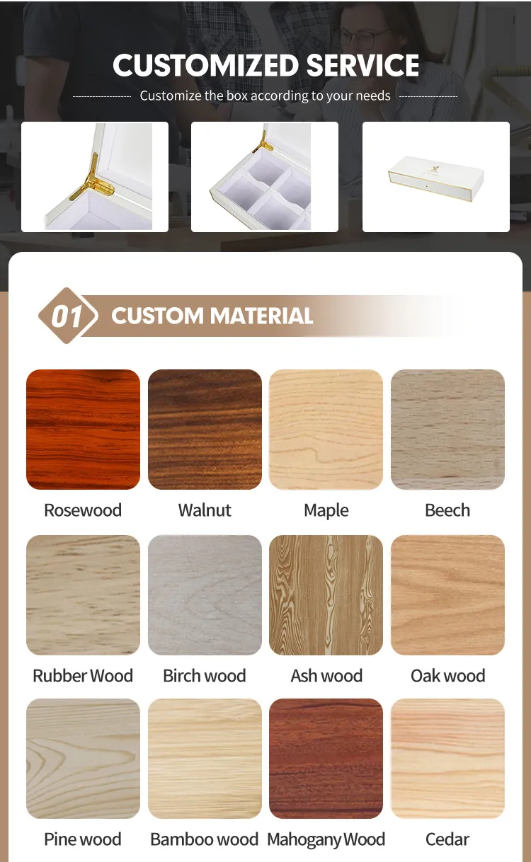Customizable Wooden Box with Unique Design and Color Selection Available Printing Logo for Tea Watch Water Cup Perfume Tea Leaves Festival with 10 Compartments