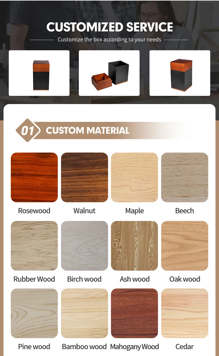Wholesale Factory Price Wood Urn Funeral Supplies Wooden Pet Cremation Urns for Human Ashes Adult