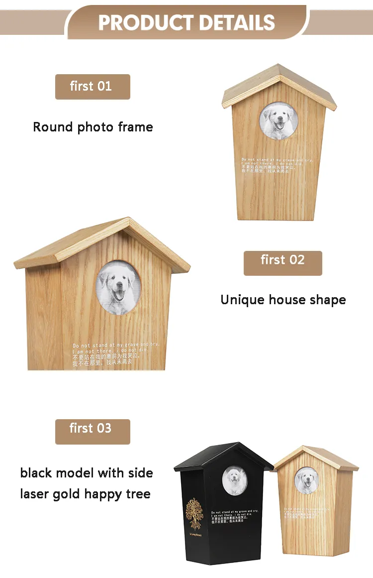 Customized Handmade Luxury Modern Design Square Bamboo Wooden Eco-Friendly Airtight Memorial Keepsake Personalized Dogs Cats Pet