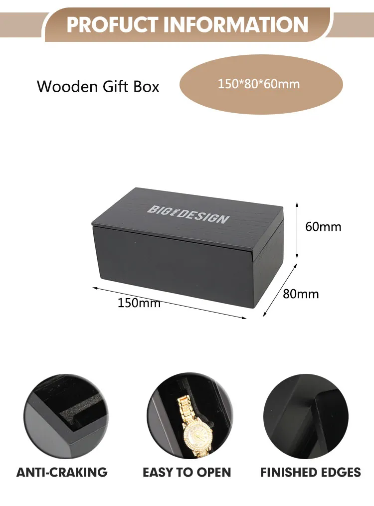 Popular Wooden Jewelry Gift Box Custom Packaging Watch Box Packaging Luxury Custom Logo Single Watch Case