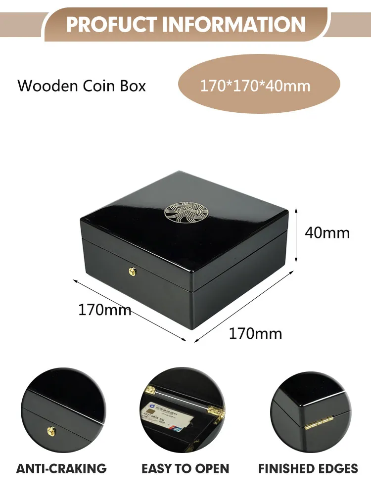 Stylish High Gloss Wooden Gift Box for Credit Card Storage