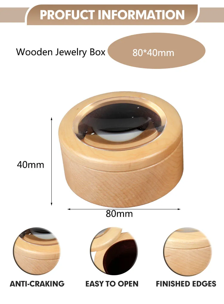 Jewelry Packaging Box Custom Wooden Luxury Wholesale Round Walnut Solid Carton Handmade Wooden Box for Gift Timber Gift &amp; Craft