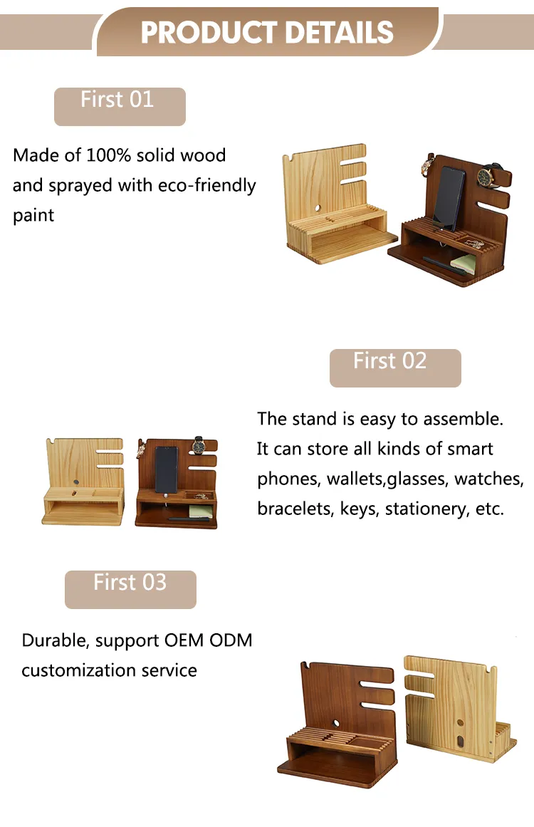 Elegant Pine Wood Jewelry and Watch Storage Rack for Home