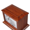 Elegant Custom Mahogany Pet Cremation Urn with Personalized Photo Frame
