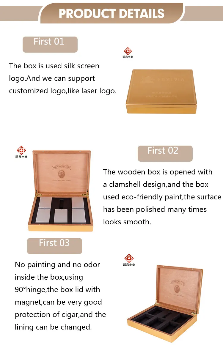 Customize Size Multiple Colors Luxury Pine Humidor Cigar Lock Box Wooden Cigar Storage Boxes with Flip Lid