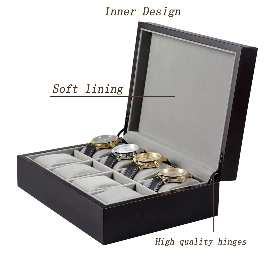 Elegant Black Matte Wooden Watch Display Box for Retail
