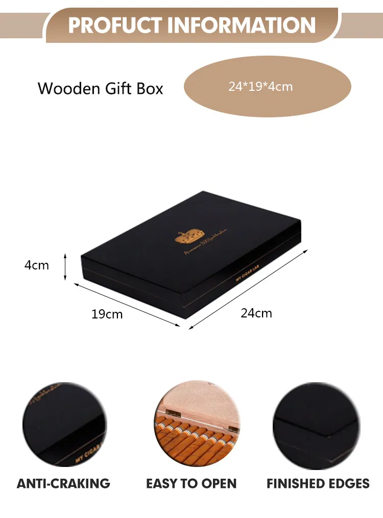 Premium Mahogany Cigar Humidor Box for Gift Packaging