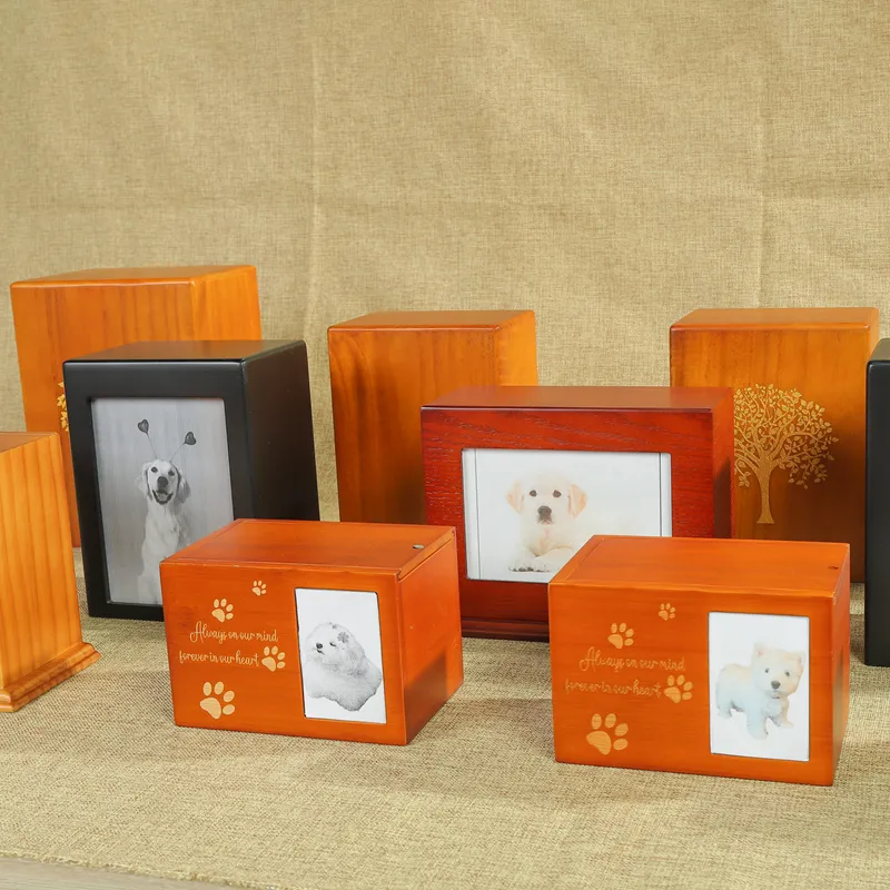 Elegant Custom Wooden Pet Memorial Urn for Beloved Dogs and Cats