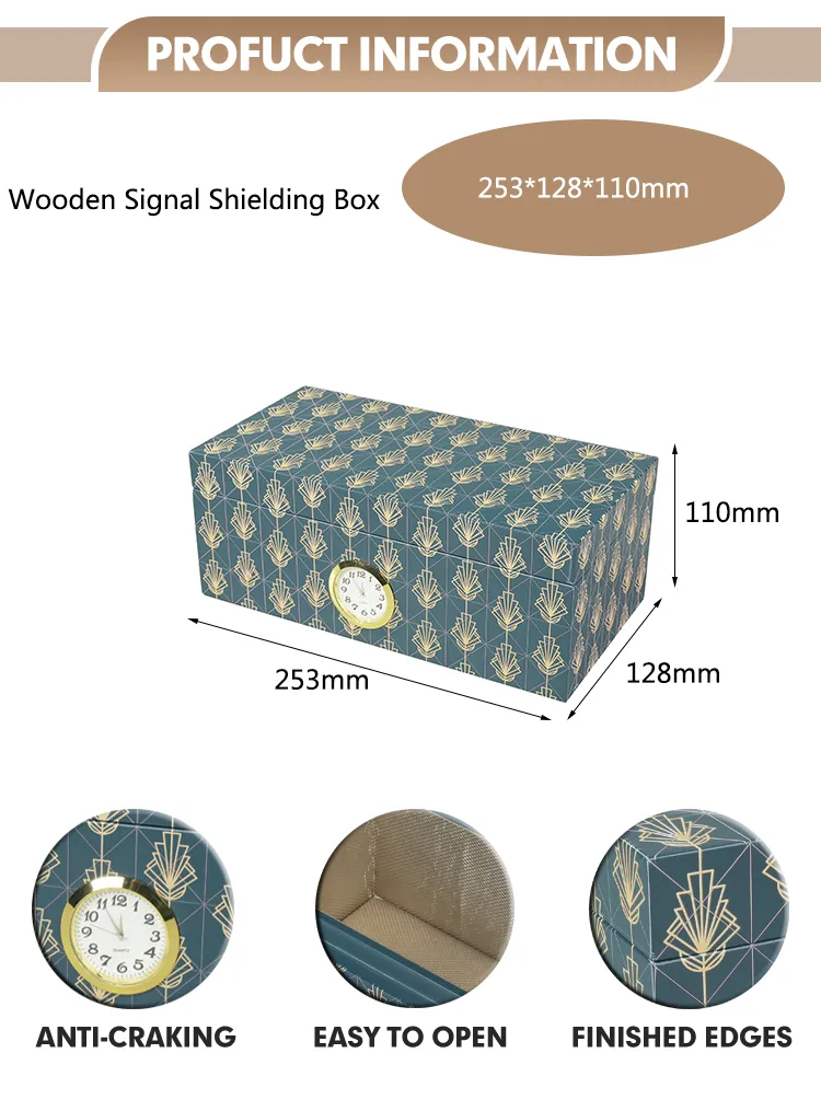 Wooden Signal Blocking Anti Theft Faraday Key Box Keyless Go Protection Box Blocking NFC, WiFi, LTE
