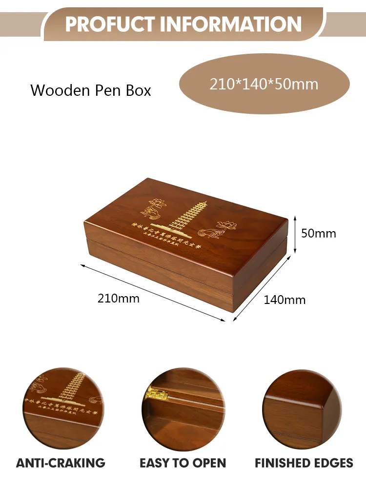 Elegant Long Wooden Storage Box with Lid for Jewelry and Pens