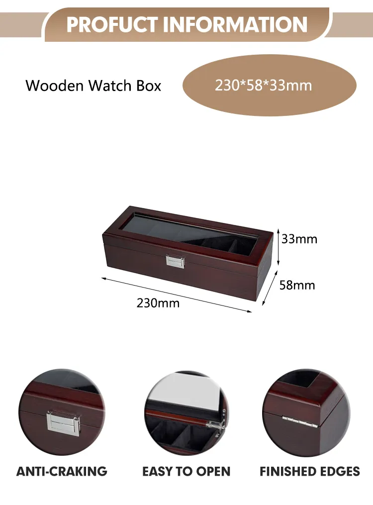 Custom Wooden Gift Packaging Boxes MDF Wooden Watch Display Storage Gift Box