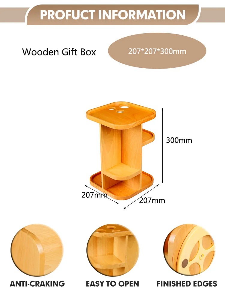 Elegant 100% Beech Wood Rotating Makeup Brush Organizer Shelf