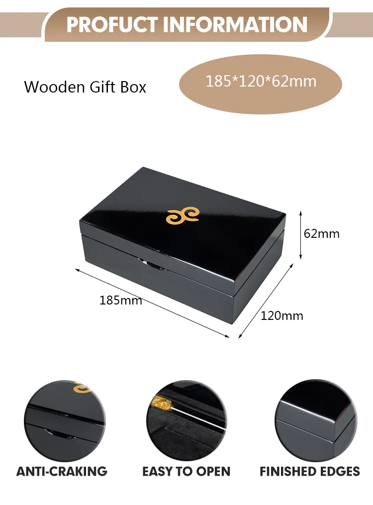 Elegant Black Gloss Wooden Gift Card Box for Hotels