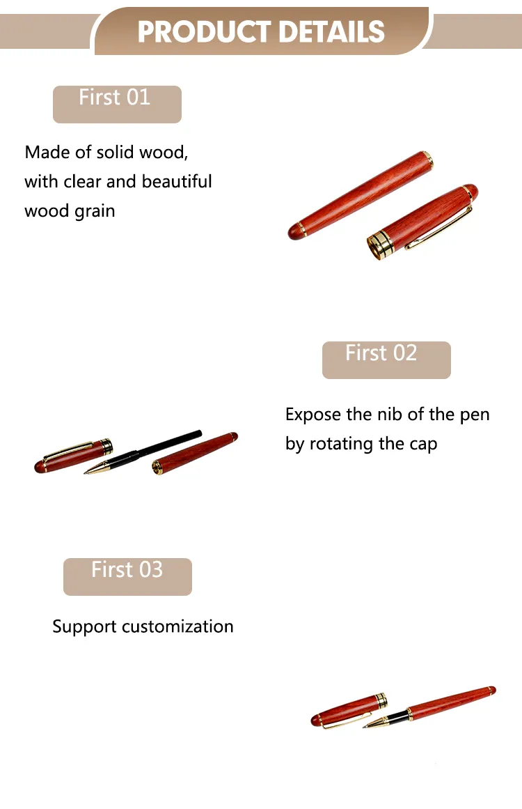 Eco- Friendly Rosewood Maple Wood Bamboo Materials Custom Luxury Wooden Gel Pens