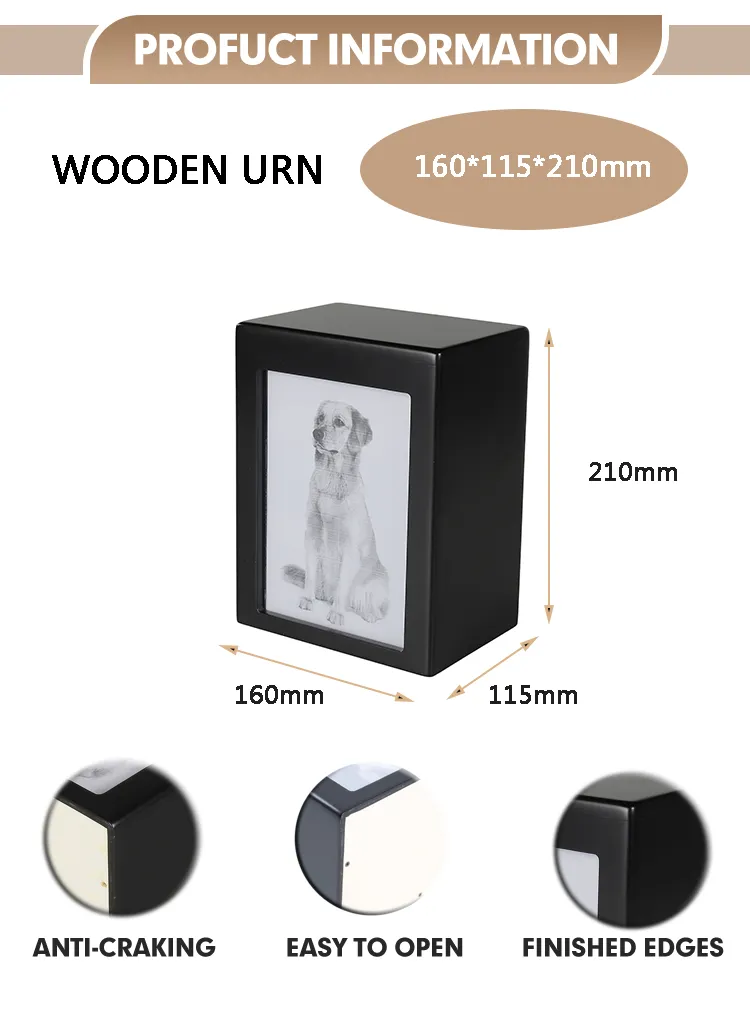 Custom Wooden Pet Urn Photo Box for Ashes - Elegant Memorial Solution