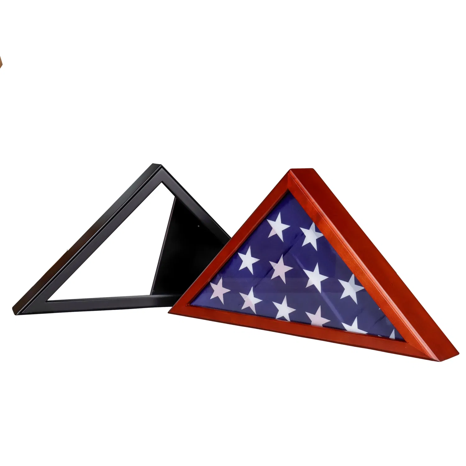 Wholesale Custom Large Wooden America Flag Box Display Case National Storage Us Banner Stand Triangle Shape Home Gift Timber