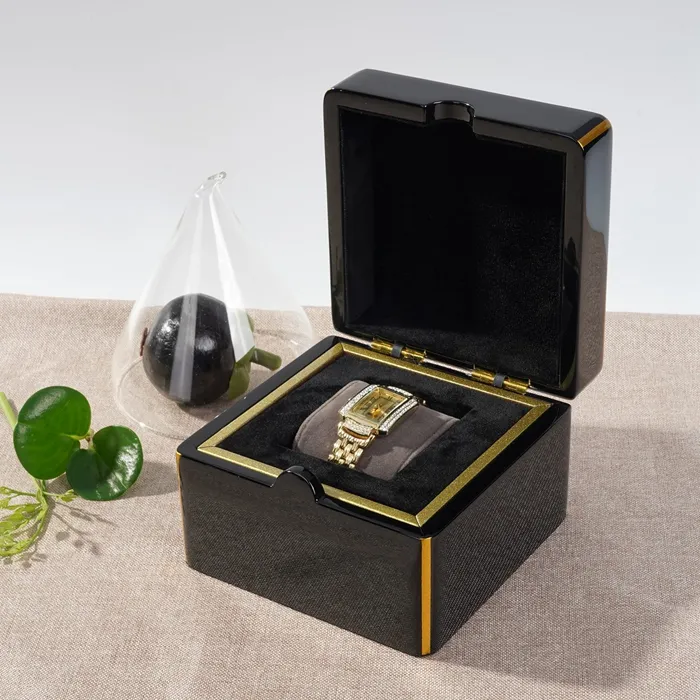 Wholesale Factorary Price High Quality Removable Lining Custom Laser Logo Black Smart Watch Wooden Watch Boxes for Men