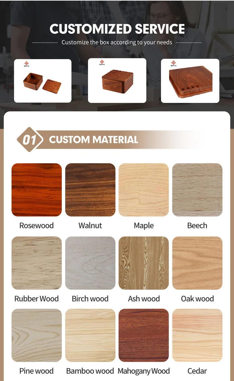 Custom Walnut Natural Color Large Tea Packaging Storage Wooden Box Packing Box Best Gifts Packing Use at Wholesale Price