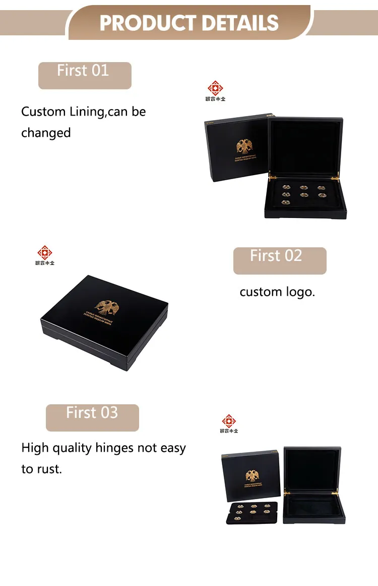 Wholesale Factorary Price Premium Customized Wooden Coin Holder Capsules Display Box Wooden Coin Box for Sale