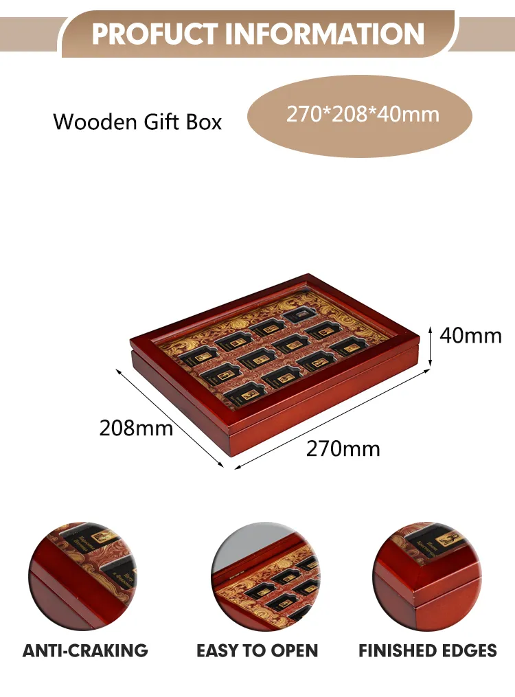 Wholesale Custom Luxury Rubberwood Velvet Interior Commemorative Coin Wood Display Box