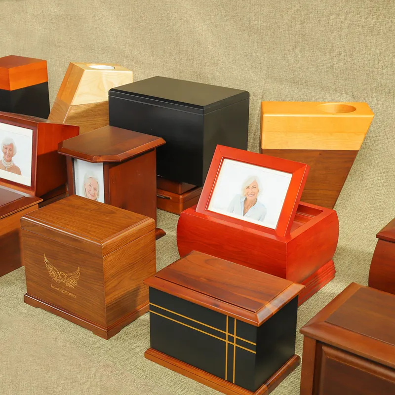 Funeral Supplies Human Ashes Box Coffin Adult Wood Urns Supporting Customized Wooden Ashes Casket