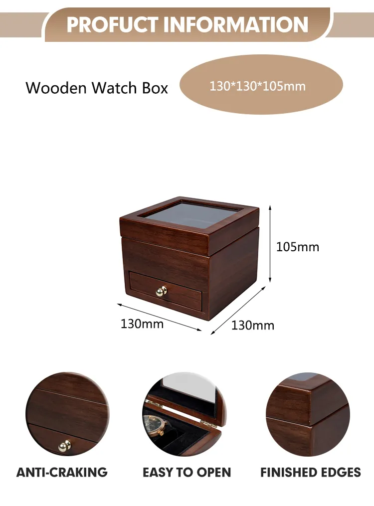 Elegant Wooden Watch Display Box with Clear Acrylic Lid