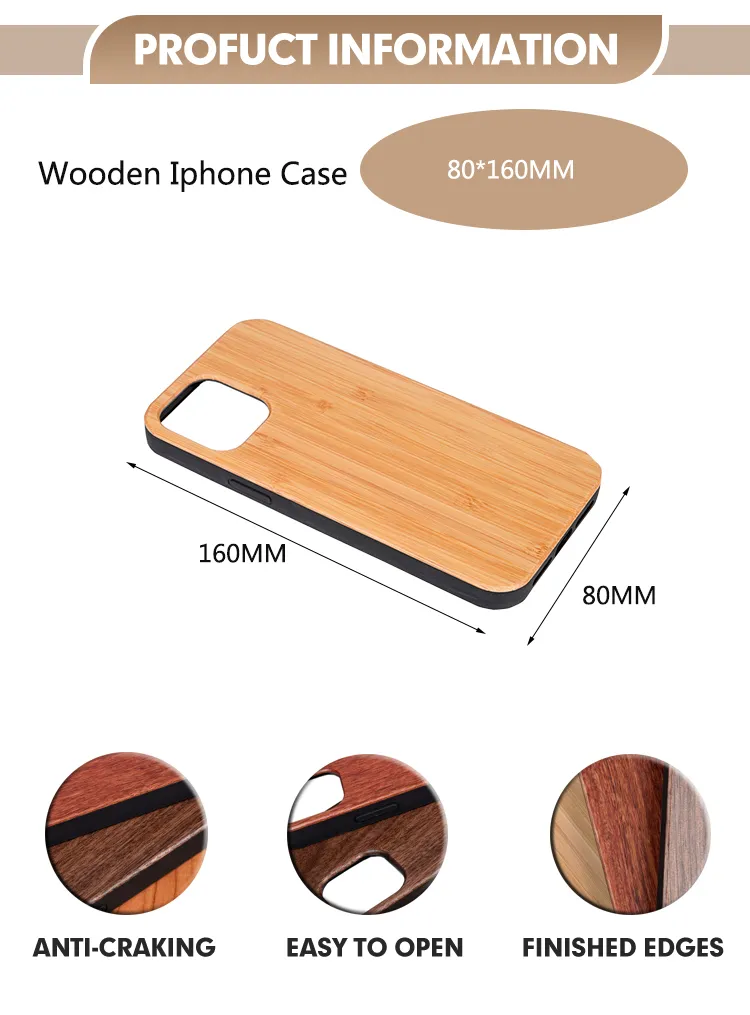 Whoelsale Factorary Price Custom Walnut Wood Mobile Phone Shell Back Cover Natural Grain Solid Wood Phone Case for iPhone 12 Xs Max
