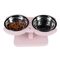 High Quality Pet Products Unique Shape Pink Double Bowl Lovely Style Custom Logo Cat Dog Feeding Stand for Easy to Take Bowl