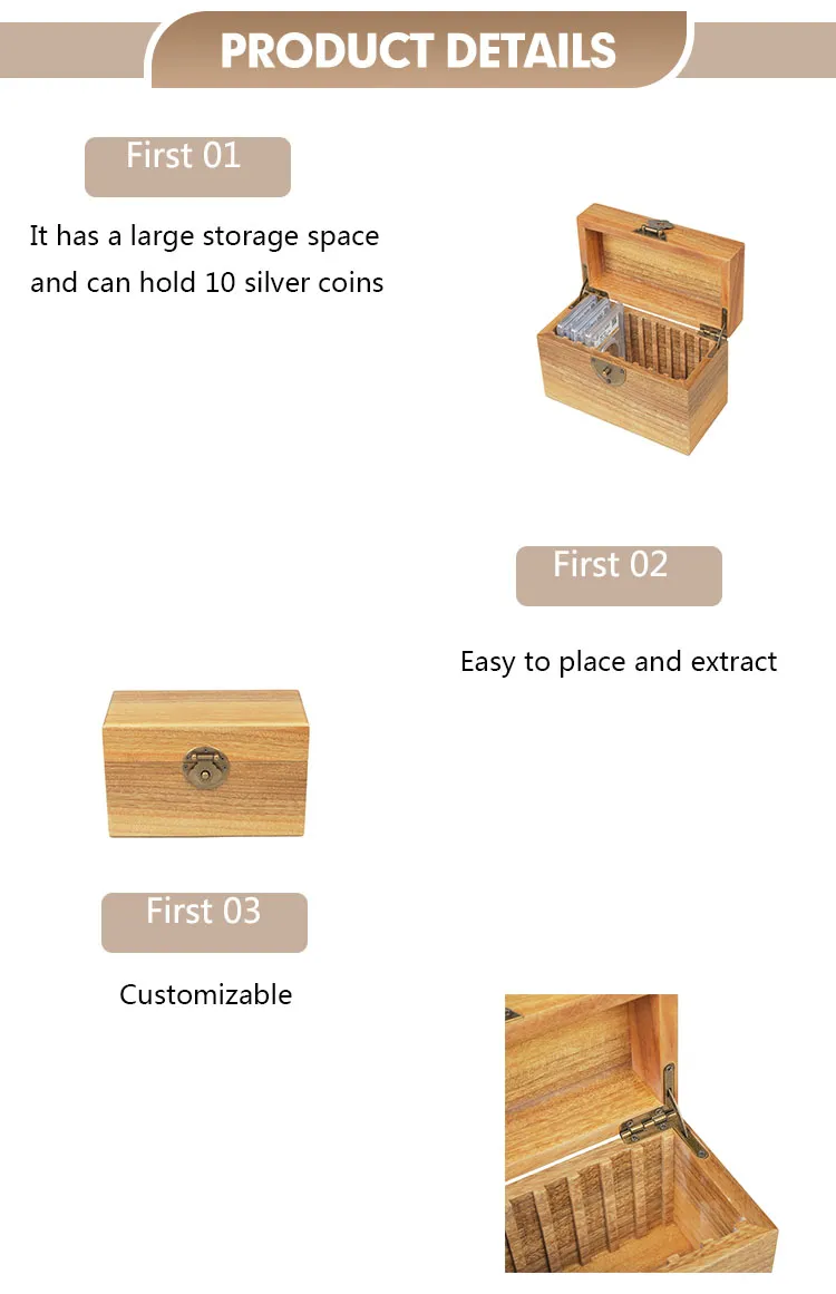 Custom Luxury Wooden Coin Display Box with Velvet Lining