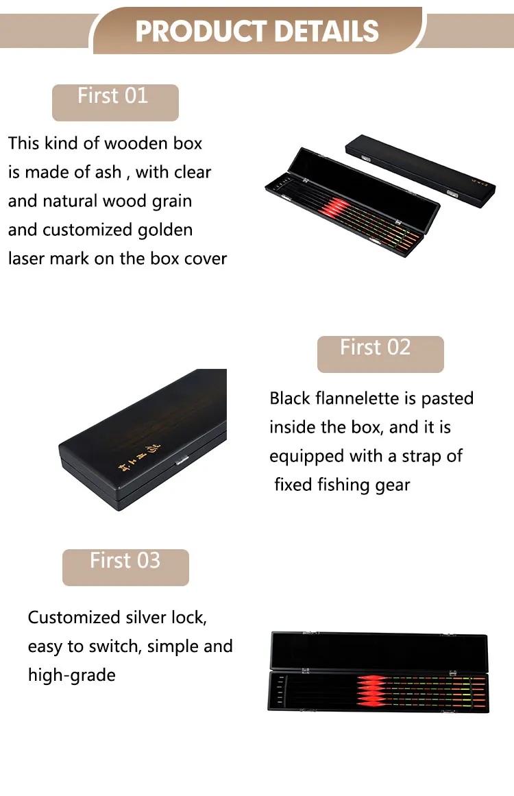 High-Grade Black Exquisite Wooden Fishing Gear Accessories Buoy Sub Line Box Fishing Tool Storage Box