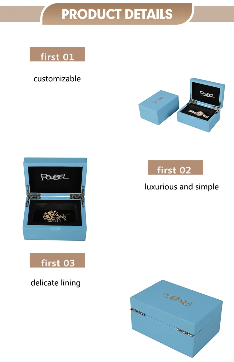 Wholesale Custom Logo Wood Watch Box Blue Packaging Box for Watch Luxury Wooden Custom Watch Box
