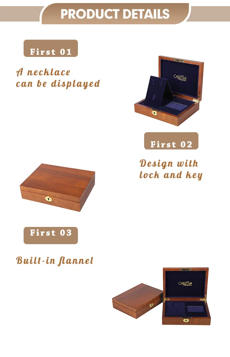 Wholesale Solid Walnut Wood Jewelry Box Elegant Gift Wood Box Packaging Mezzanine Wooden Jewelry Storage with with Lock