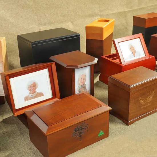 Customized Wholesale Personalized MDF Wood Human Urn Wooden Pet Urns with Photo Frame for Ashes