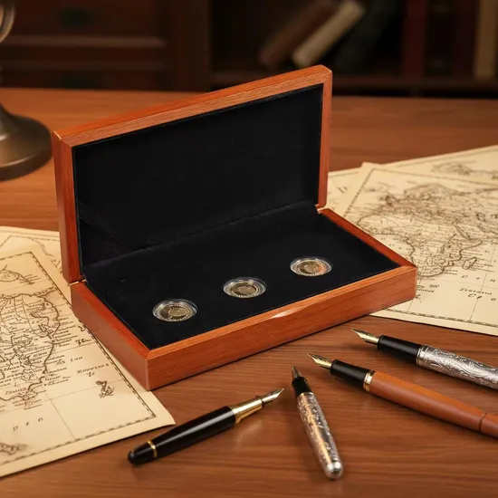 Elegant Solid Wood Jewelry Box for Gift Packaging and Coin Collection