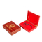High-End Red Handmade Wooden Box with Velvet Lining Designed for Badges Coins