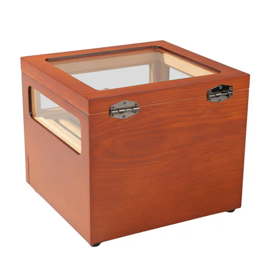 Factory Customized Mahogany Wood Humidor Cigar Box Reusable Solid Wooden Single Cigar Travel Cigar Case Organizers