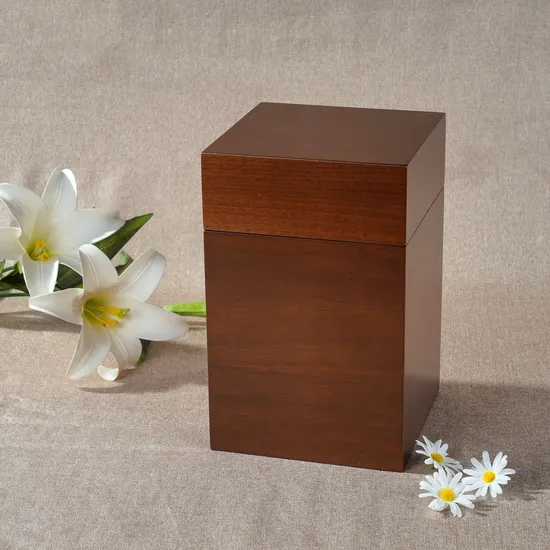 Factory Luxury Customized Wood Cremation Ash Pet Urn Wooden Funeral Supplies Urns for Human Ashes