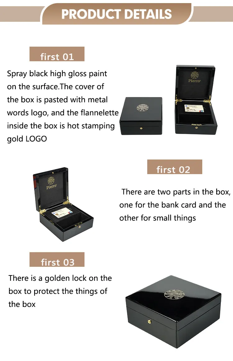 Stylish High Gloss Wooden Gift Box for Credit Card Storage