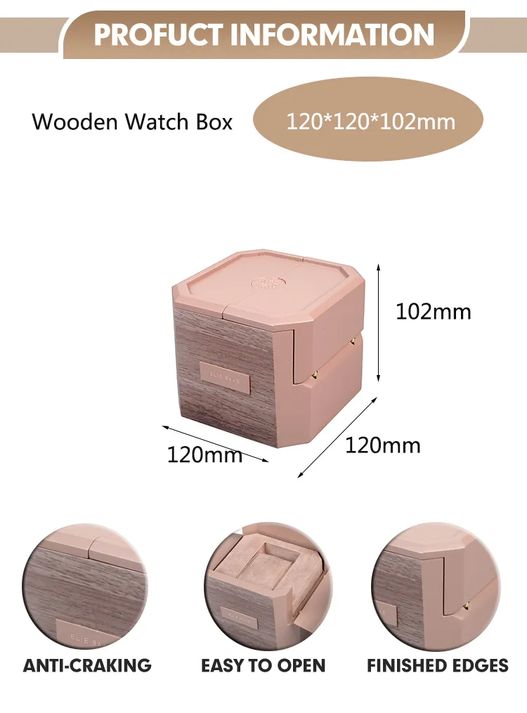 New Design Custom Logo Handmade Wooden Single Watch Cases Wood Wrist Watch Bangle Gift Display Box with Pillow